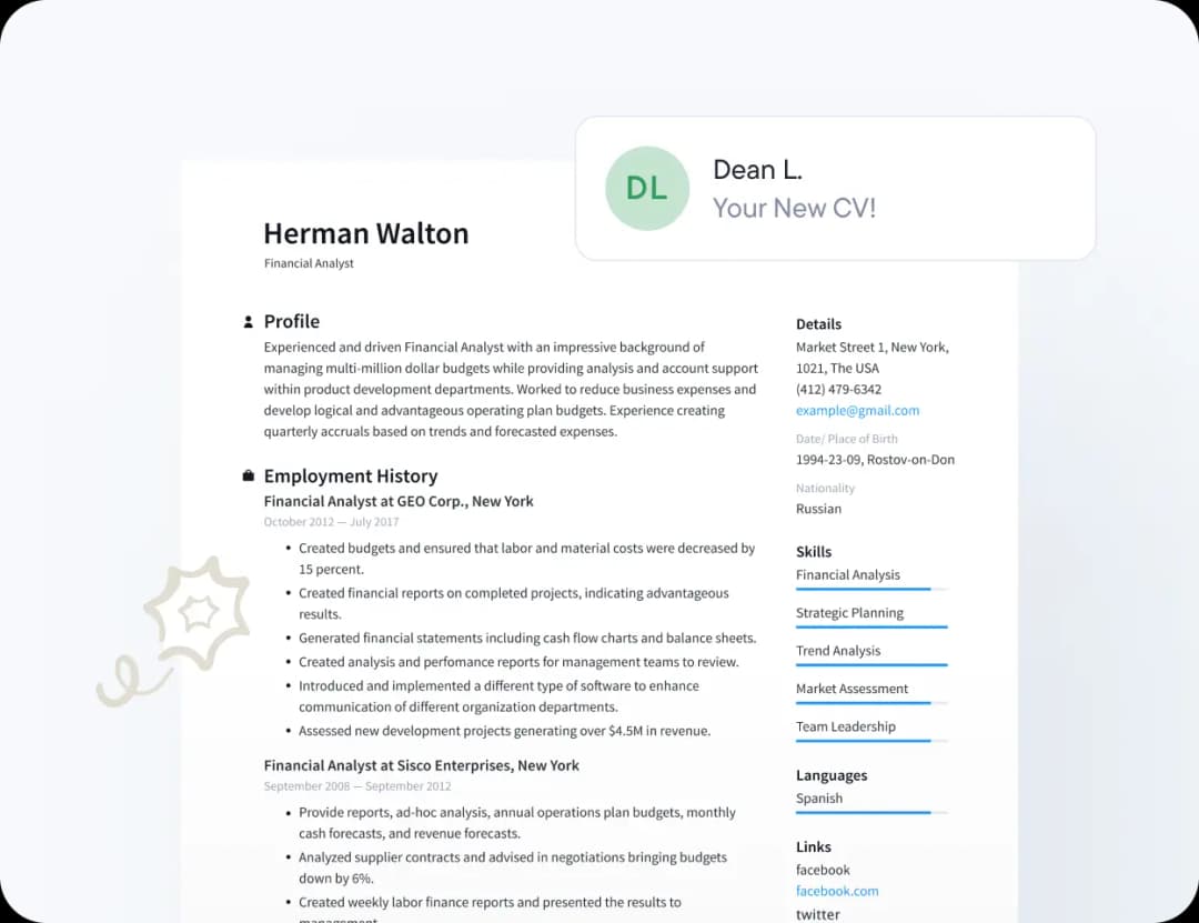 Receive your CV
